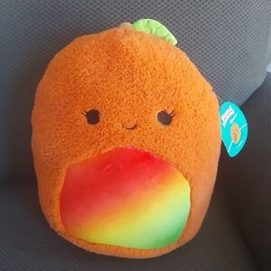 Squishmallow Louie Orange Plush with Rainbow Accent